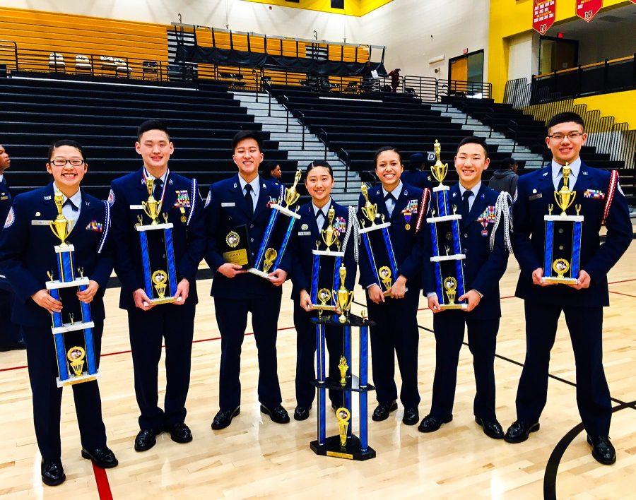 Commanders+E.+Kim%2C+M.+Kim%2C+Lee%2C+Cho%2C+Le%2C+A.+Kim+and+Yuan+pose+together+as+each+commander+placed+in+their+respective+Raider+Competition.