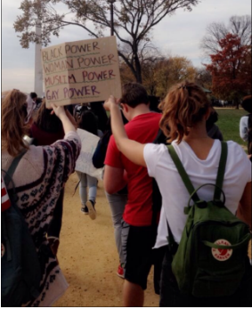 Sophomore Alexia Lanier protests in the District of Columbia Public Schools (DCPS) walk-out against Trump on Nov. 15. 