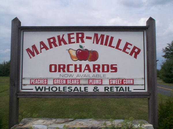 The opening sign at Marker-Miller Orchards in Winchester, Va.