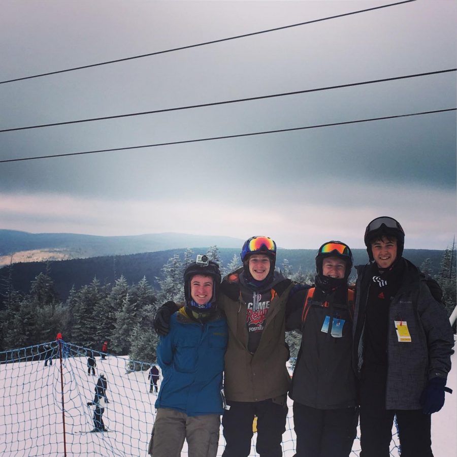 Seniors Kyle Gallagher, Connor Pennell, Zack Carter and Dylan Lee enjoy their annual winter break skiing trip at Snowshoe Mountain in West Virginia.