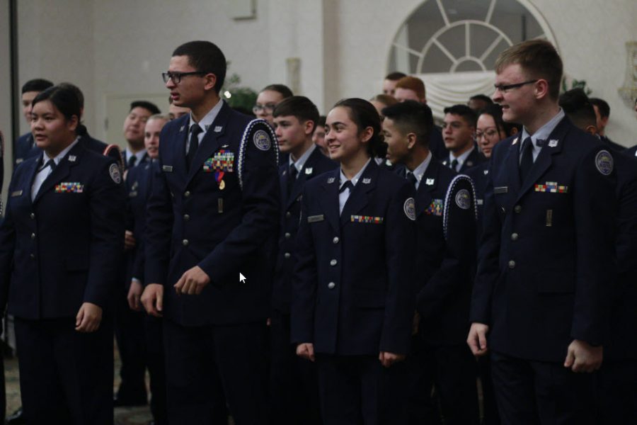 After the formal dinner at the Waterford Fair Oaks, cadets line up and are presented with awards based on their performance during the first semester. Those with leadership positions are recognized and honored, and new cadets assume their positions for the future.