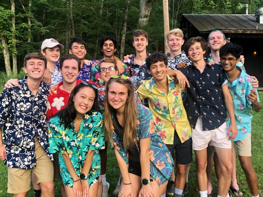The cross country team’s senior class wears Hawaiian shirts at their annual cross country camp as a bonding activity. Besides the coordinated outfits, bonfires, ping pong tournaments and ice cream socials were also utilized in order to try to bring the team closer together.
