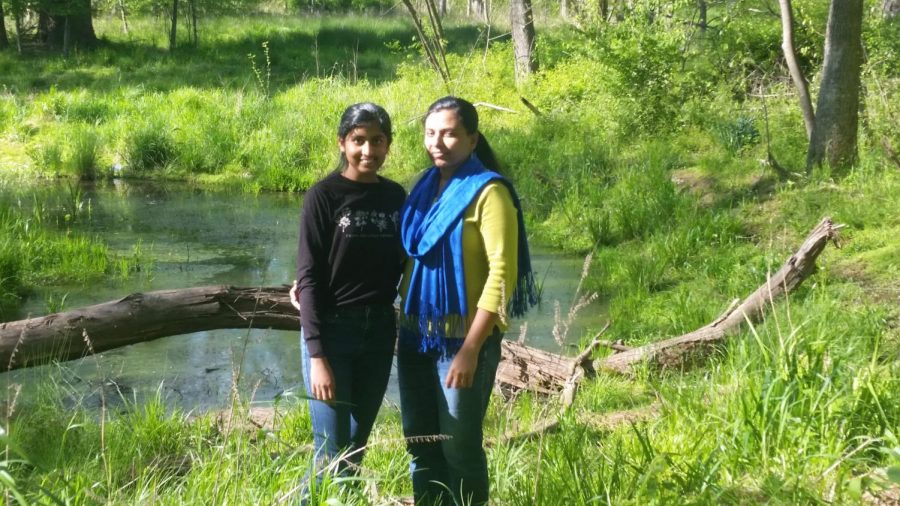Sophomore Aarthika Krishnan poses with her mom during one of their weekly nature walks. Just like most other families during this time at home, spending time outdoors has become a pastime for Krishnans family.