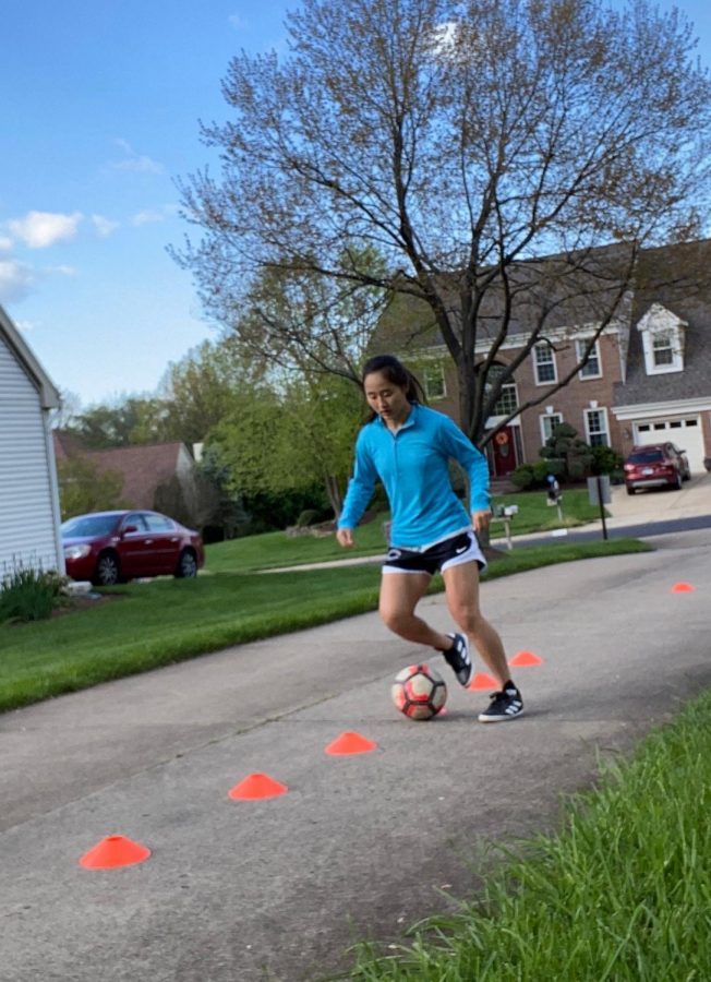 Thats me doing a quick dribbling drill in my driveway trying to get some touches in and doing drills I can do on my own. This quarantine made me realize I really just need a ball and some space to continue to improve my game.