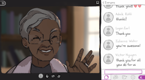 illustration of students saying thank you in Blackboard Collaborate