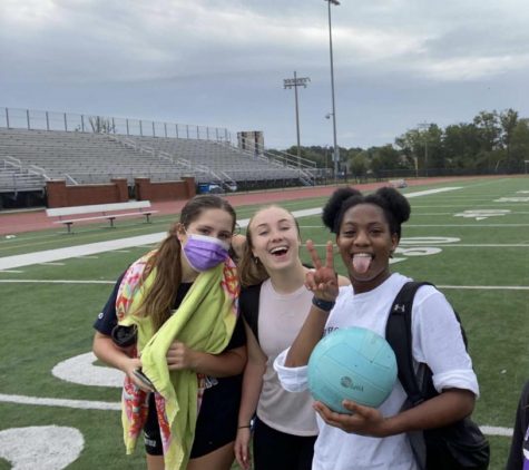 Junior Kiera Davenport finishes a conditioning session with the volleyball team on the field as a safety precaution on September 24. Working out together is a way of keeping everyone in shape and active so they can jump right into the season. 