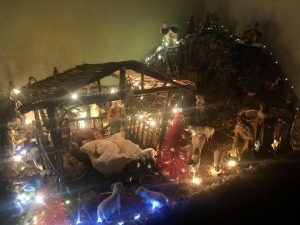 A Nativity scene made by Maria Eugenia, math teacher Cecilia Torres’s aunt, to appreciate her religion, with wood, dolls and lights on the first week of December, celebrating Christmas in Peru.
