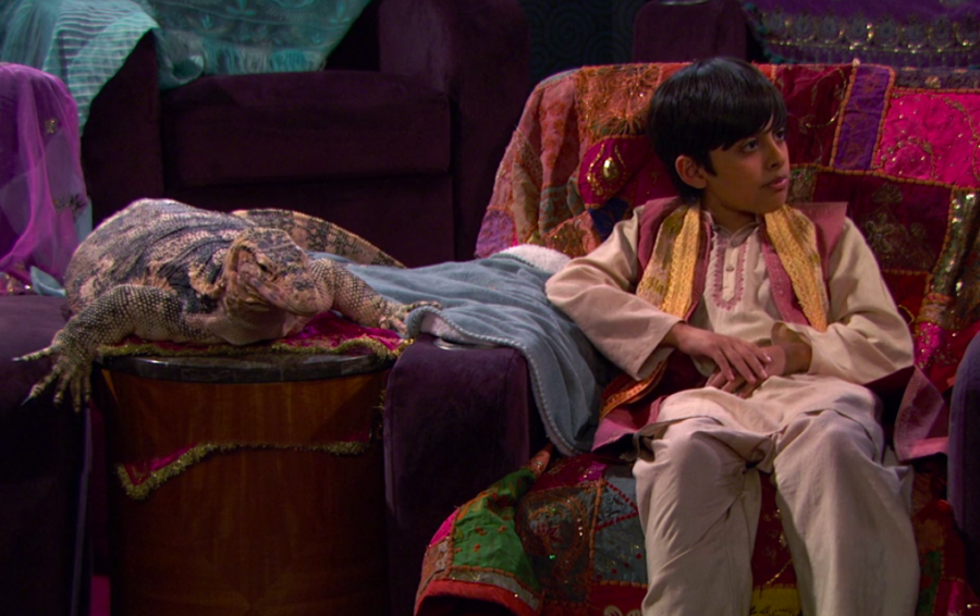 A stereotypical character represents false interpretations of Indian culture in a scene from “Jessie,” streaming on Disney+.