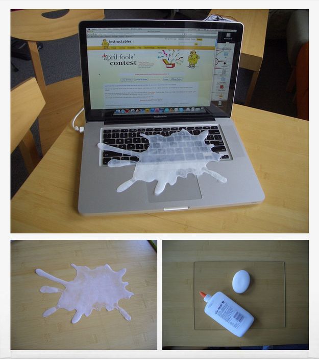 Making a faux milk spill out of craft glue is a classic prank to pull on someone on April 1, a special holiday is celebrated worldwide by those who like to prank others: April Fools Day.