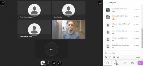 English teacher Robert Nelson instructs his students on Blackboard Collaborate Ultra on March 2.