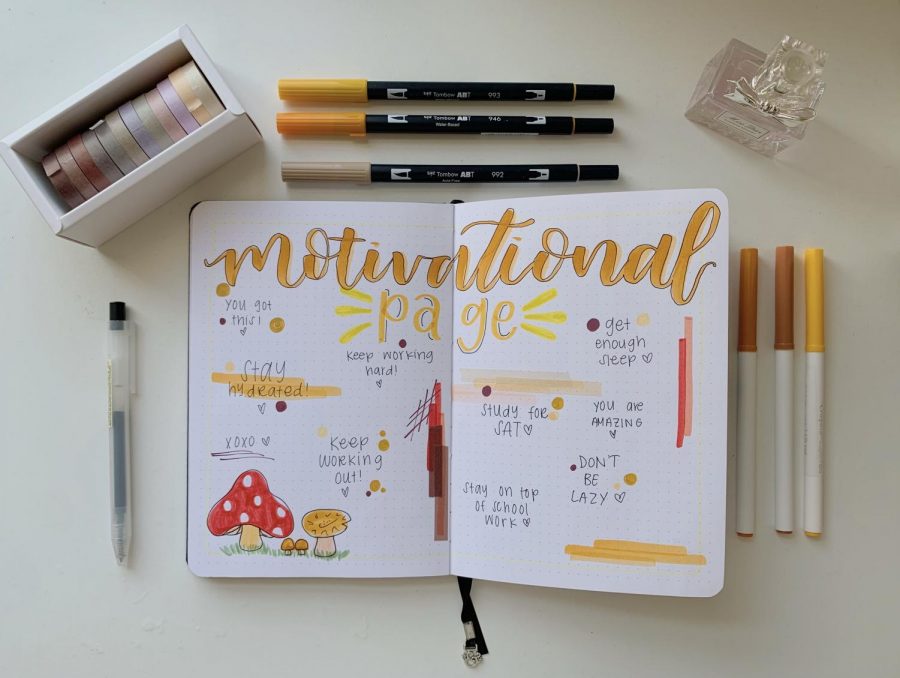 Junior Taylor Ko uses her bullet journal to jot down motivational quotes.