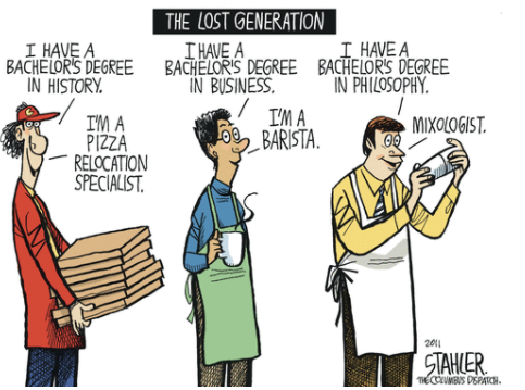 Courtesy of the Columbus Dispatch. Jokes circulate about the value of liberal arts majors.