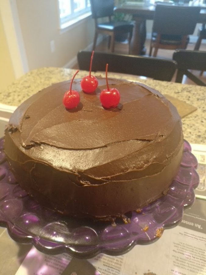 Oishee Sinha baked and decorated a chocolate cake on Feb. 6.