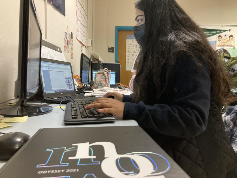 Senior Johanna Luke plans for an upcoming Girls Who Code club meeting on October 27. Photo by Siddharth Dhadi