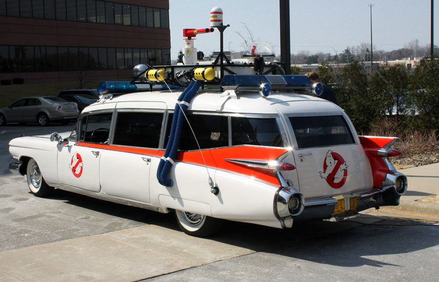 The updated ECTO-1, the car the Ghostbusters use, was spotted outside someone’s work on April 16, 2008. The original 1959 car was brought back for the 2009 Ghostbusters video game and will be used in the upcoming “Ghostbusters: Afterlife” movie according to a trailer released Dec. 9, 2019.