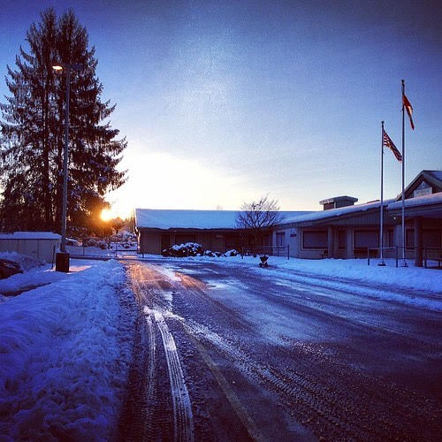 While shoveling snow at James Hill Elementary School, Chris Wejr takes a photo of the sunrise.