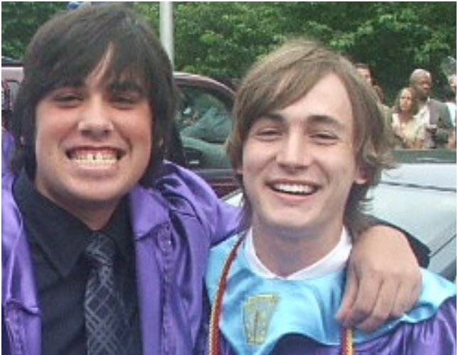 Spanish teacher James Kotula (right) with Ricky Urdaneta (left) celebrate after graduation in 2007.
