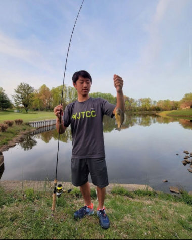 After teaching a friend tennis, junior Ethan Liu caught a Bluegill when he went fishing at a pond near him.