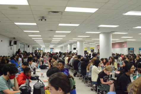 On Sept. 7, almost every seat in the cafeteria is filled with students.