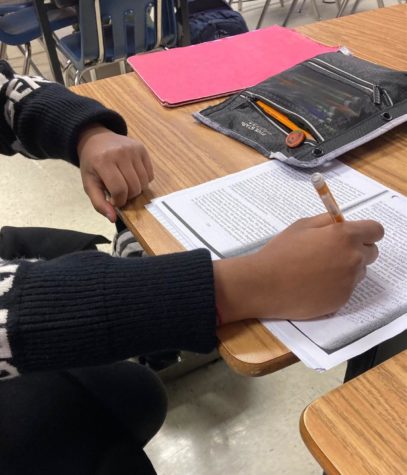 Like freshman Sirichandana Yakkala, many students use mechanical pencils to do their work in class. 