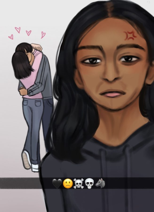 A salty student sends a snap of their depressive state from the arena of couples flaunting their love at school.
