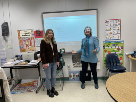 Caroline Parmentier from the University of Virginia joins French teacher Joellen Delamatta to speak about the importance of language in college on Jan. 11.