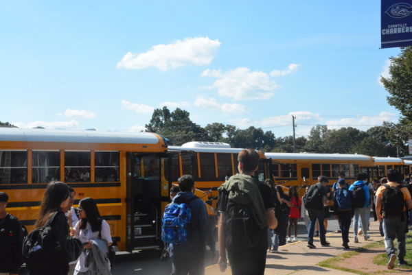After-school rush hour: Students walk to their buses on Sept. 20. 