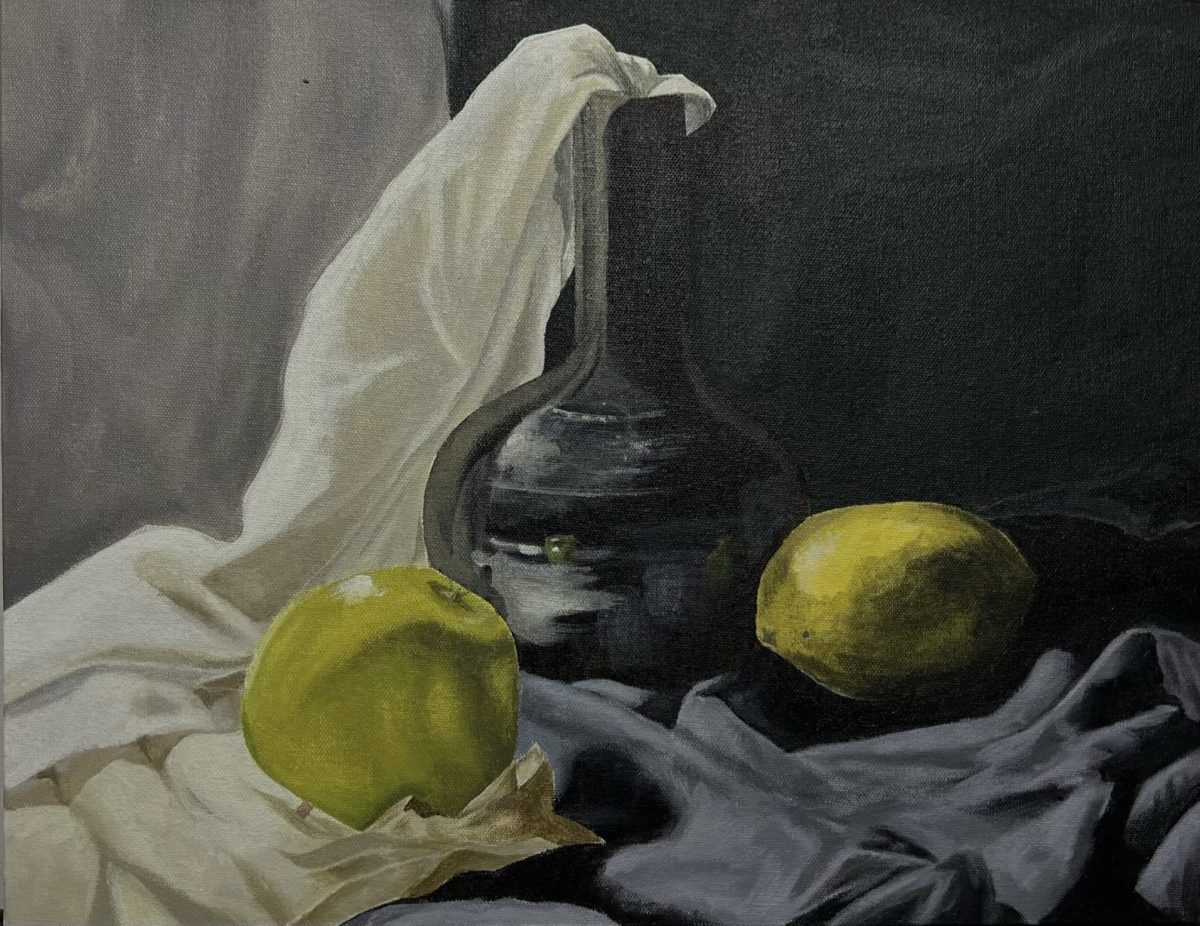  Kagitha’s painting is a still life which is a classic item for an artist to paint. Its purpose is to remind many that material things are not important in such a short life.
