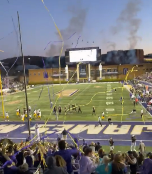 Streamers fell as JMU excited the crowd ahead of their game against Appalachian State. They ended up losing 26-23. 