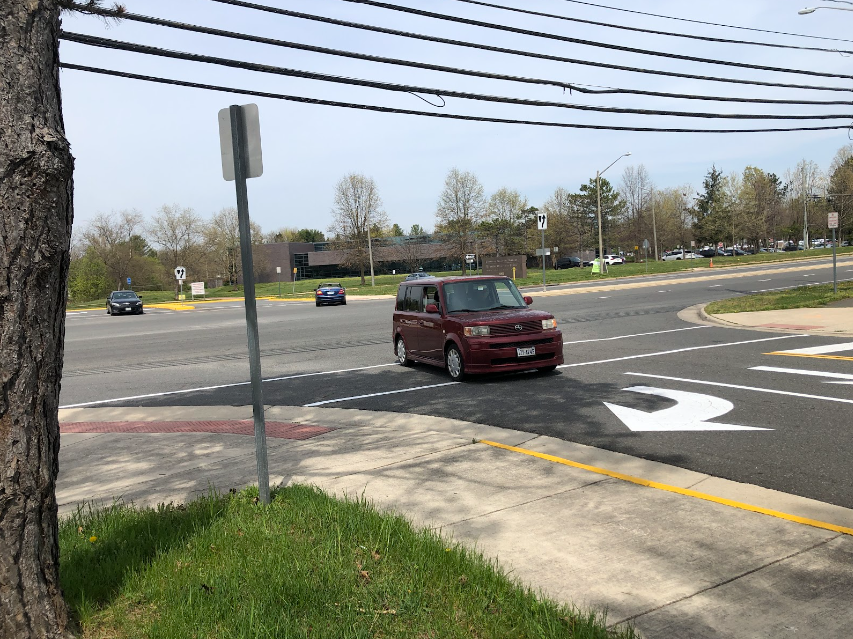 Though 63 CHS students park across Stringfellow Road at the Chantilly regional library, there is no crosswalk from campus to the library parking lot.