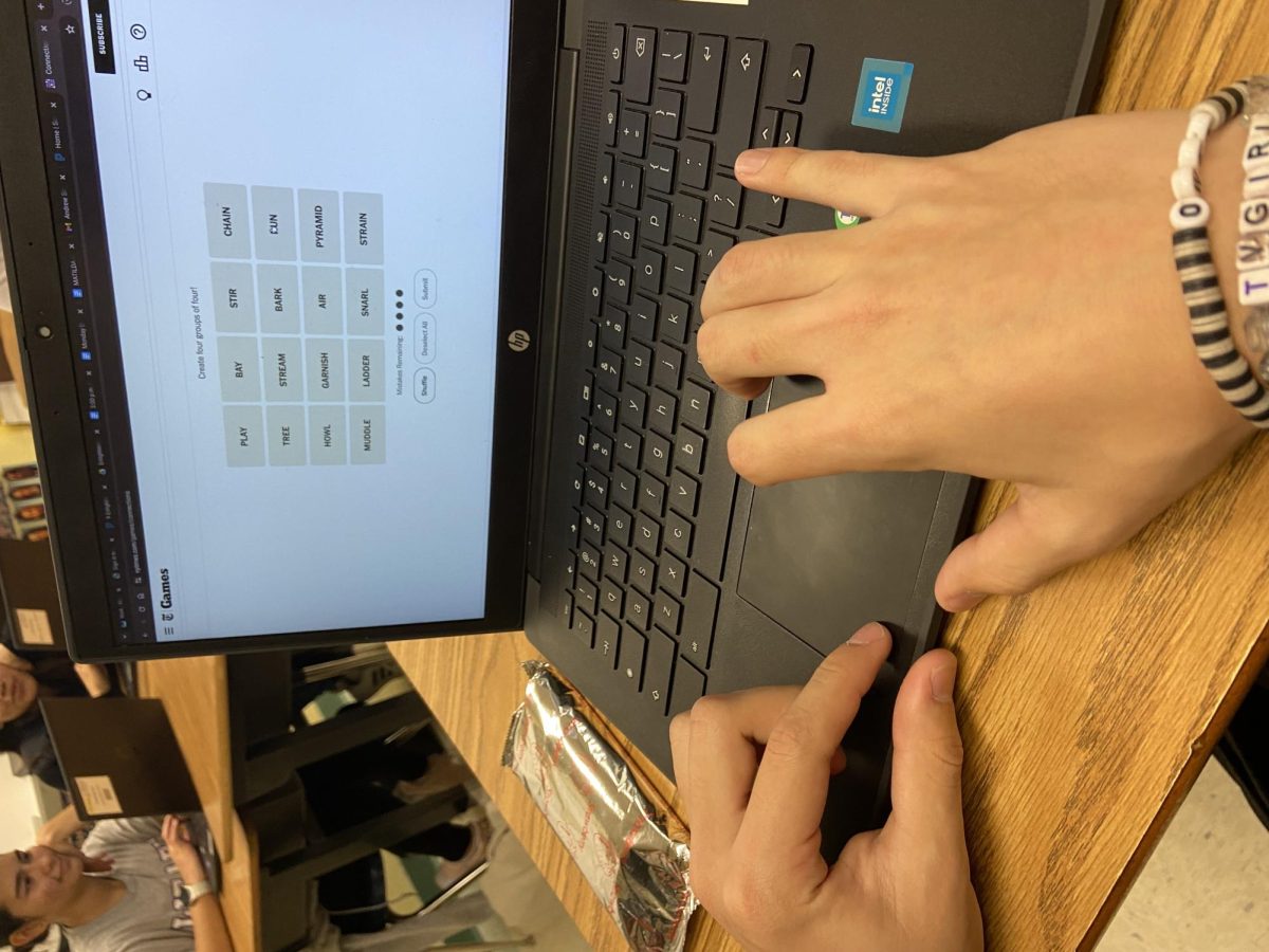 On Nov. 20, a student plays the New York Times Connections to pass time during a lesson in class.