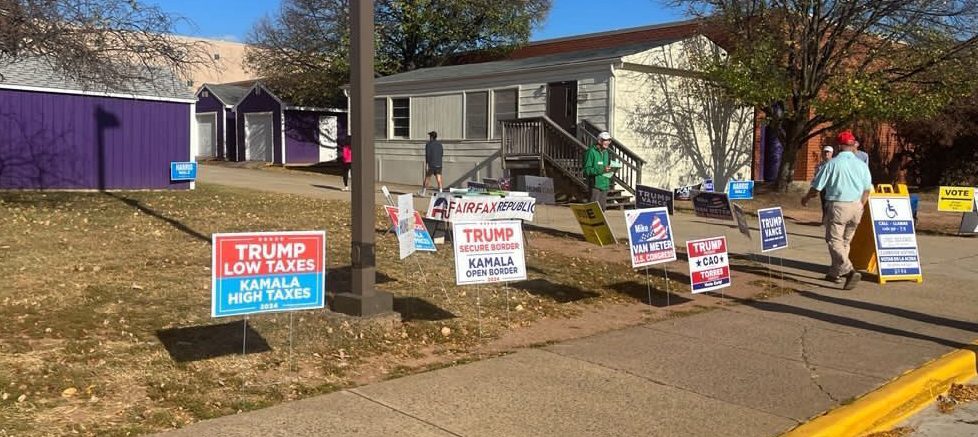 Campaign posters line the outside of CHS on Nov. 5. Photo by Nischal Annapareddy