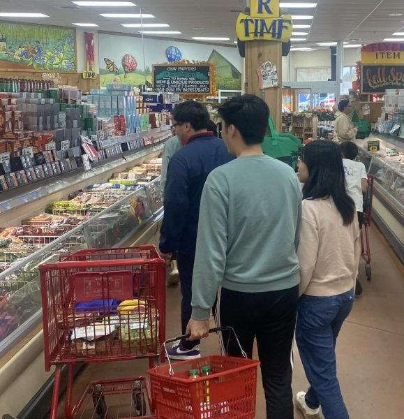 Holiday excitement fills the aisles as shoppers notice Trader Joe’s new festive winter collection on Nov. 9. (Photo by Gayda Makki) 