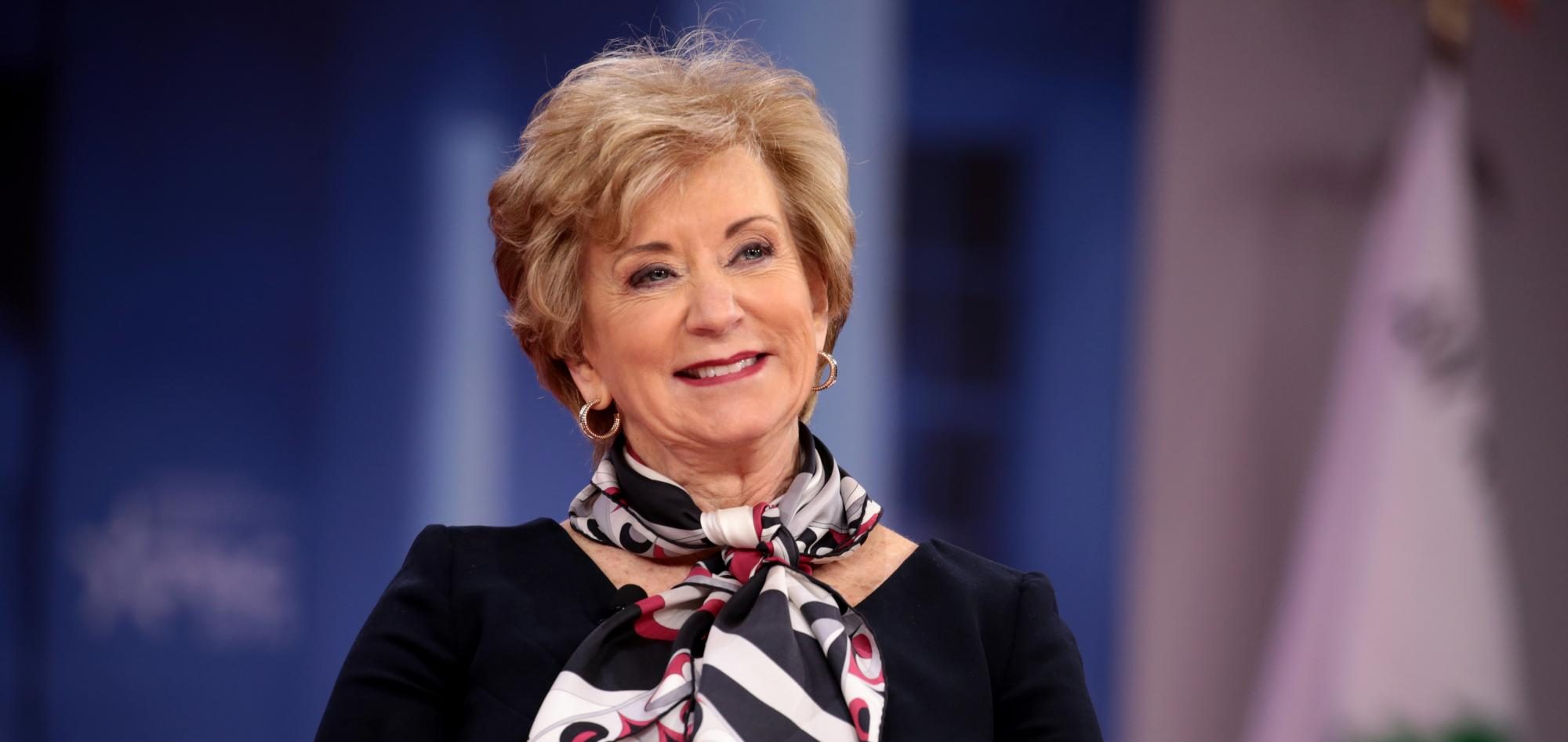 Administrator of the Small Business Administration Linda McMahon speaks at the 2018 Conservative Political Action Conference (CPAC) in National Harbor, Maryland. McMahon is Trump’s nominee for Secretary of Education. Photo by Gage Skidmore. This photo is licensed under the Creative Commons Attribution-Share Alike 2.0 Generic license