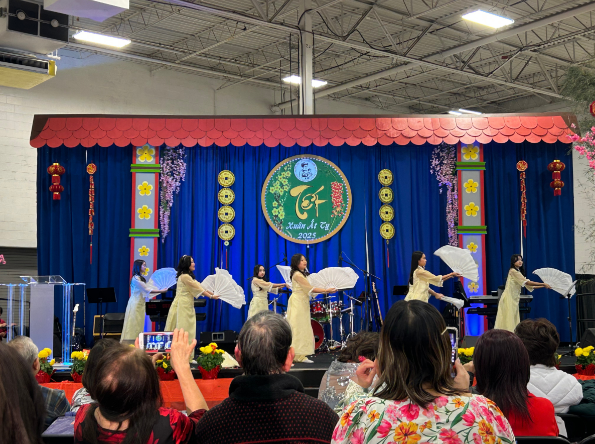 On Jan. 18, senior Catherine Huynh and her dance mates performed a traditional fan dance at the La Vang Lunar New Year Festival at Dulles Expo Center. 
