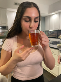 Sophomore Melody Namvar drinks an alternative to coffee, peppermint tea which has no caffeine.