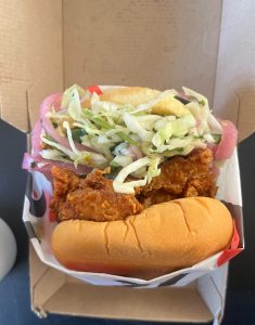 Roaming Rooster’s Nashville Hot Chicken Sandwich costs $10.49. 
