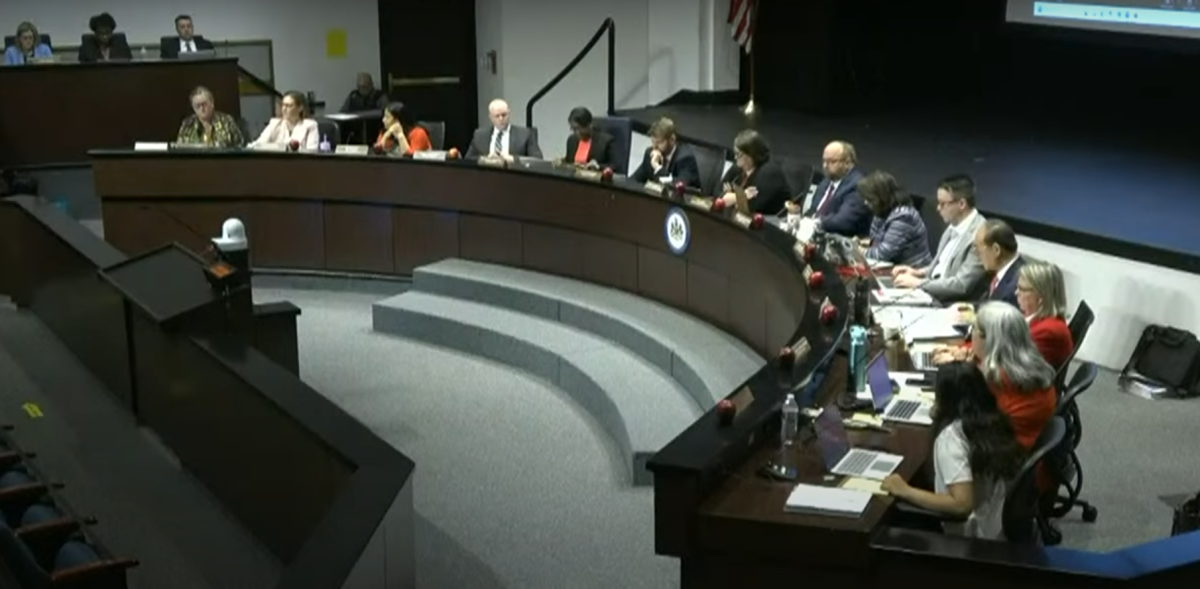 The School Board members passed the motion concerning the use of cell phones during school hours on May 8. The board voted to allow students to use cell phones during lunch. Photo courtesy of the Fairfax County School Board.