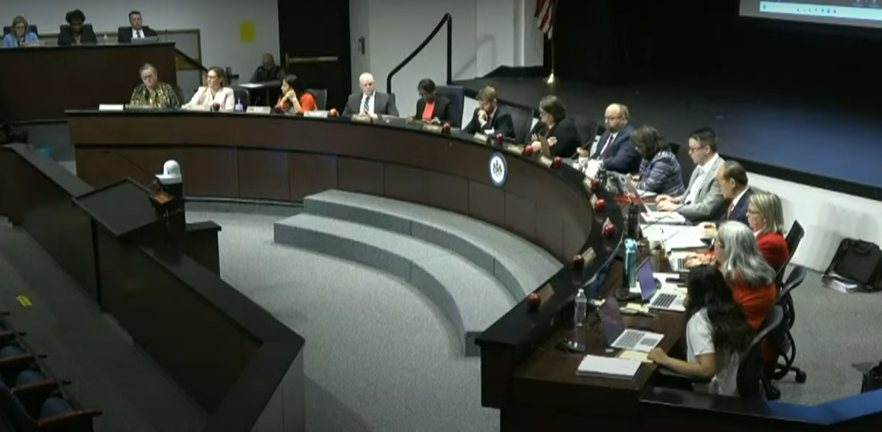 The School Board members passed the motion concerning the use of cell phones during school hours on May 8. The board voted to allow students to use cell phones during lunch. Photo courtesy of the Fairfax County School Board.
