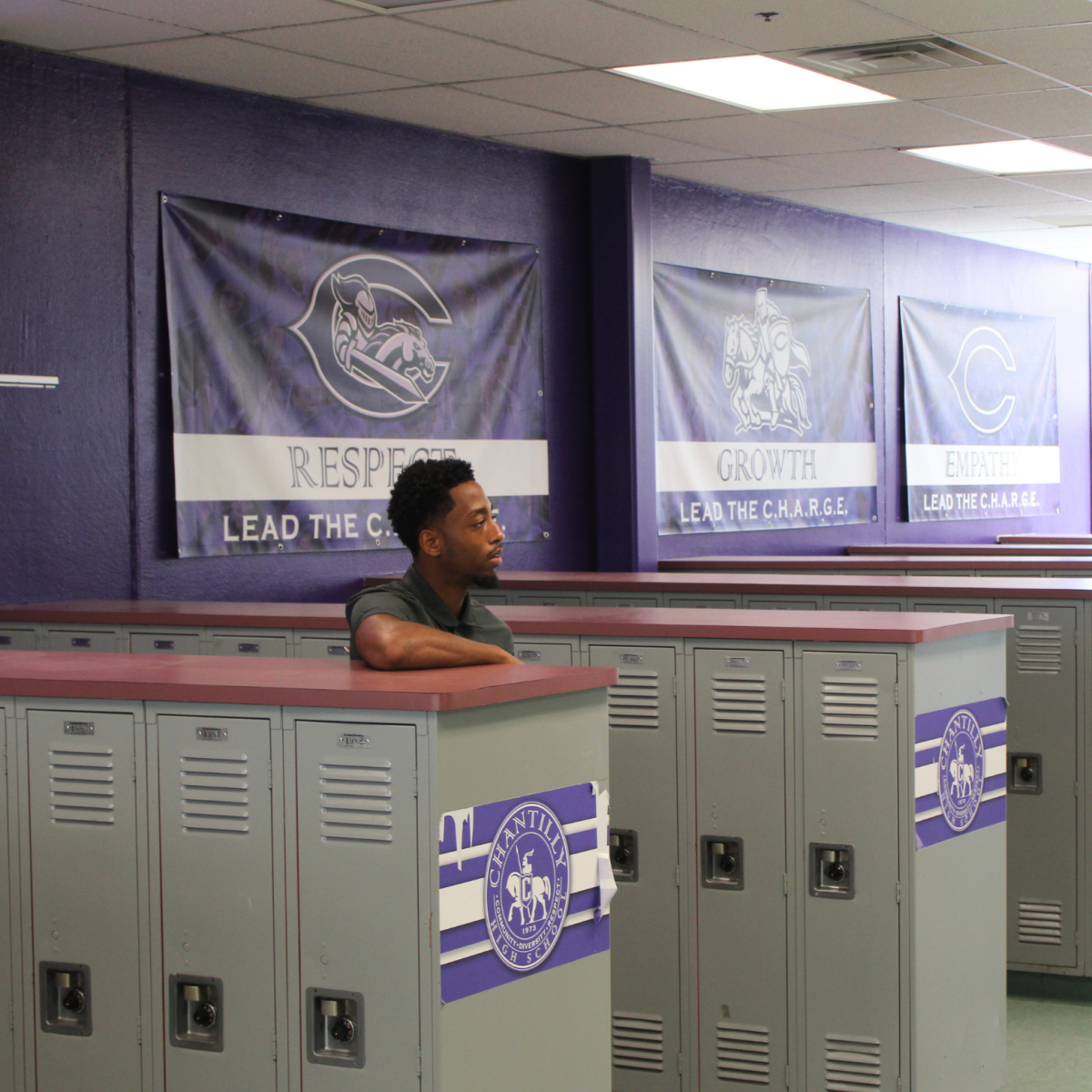 On Sept. 3, Safety & Security Officer Micah Griffin monitors the hallways near Subschool 4.