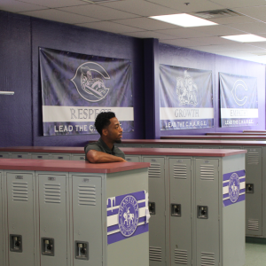 On Sept. 3, Safety & Security Officer Micah Griffin monitors the hallways near Subschool 4.