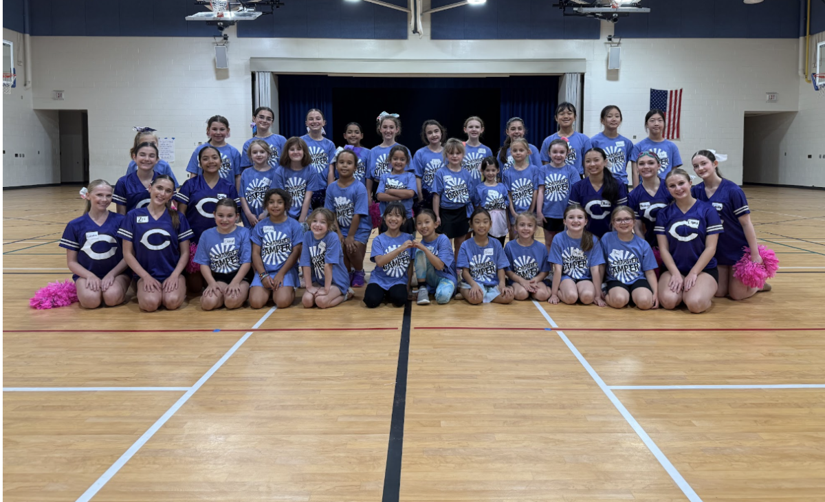 2025 participants in the Junior Charger Dance Summer Camp smile for a picture with the CHS dance team. Photo used with permission of Katherine D’ercole.
